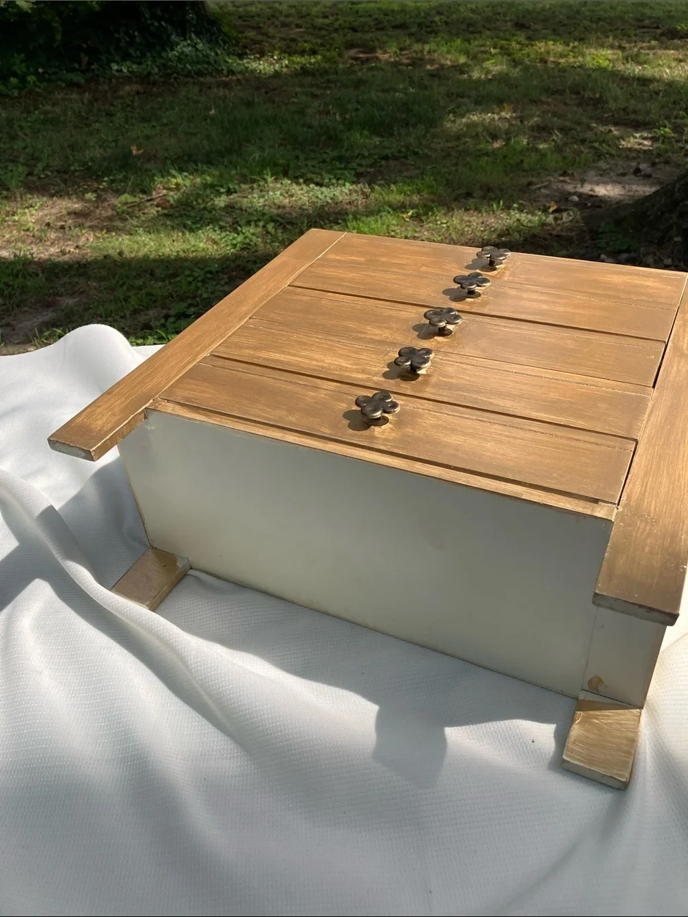 Beautiful Solid Wood Jewelry Organizer in Gold Stained/Painted